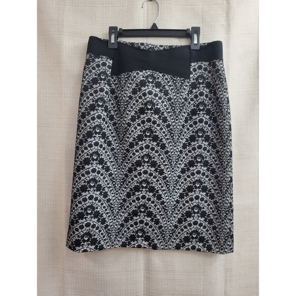 Antonio Melani Womens Black White Lace Pattern Pencil Skirt Size 6 1190M531